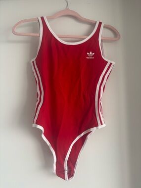 adidas Red Bodysuit with White Trim and Trefoil